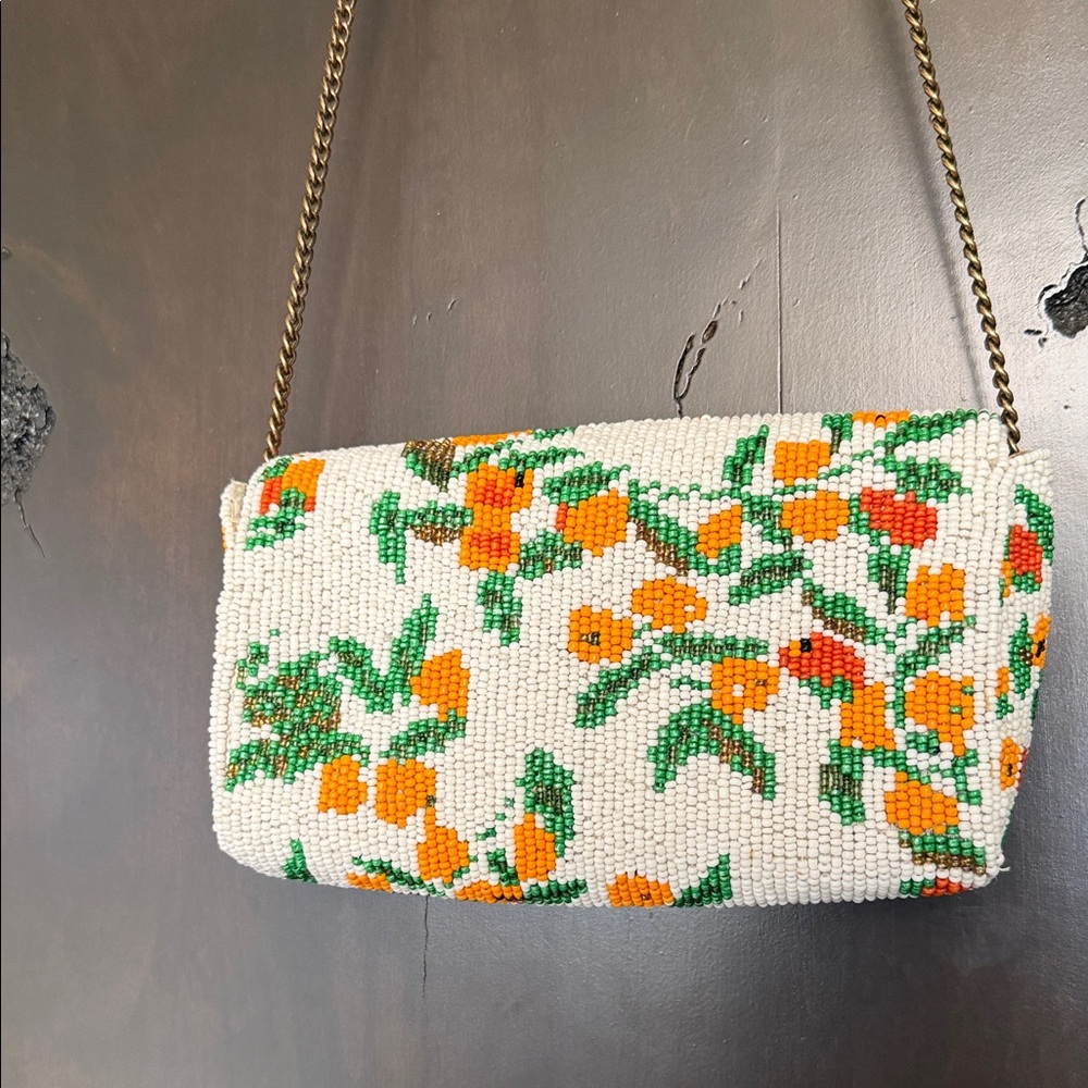Anthropologie Vera Neumann Beaded Foldover Clutch Floral Chain Strap
 8” x 5” - Picture 3 of 6